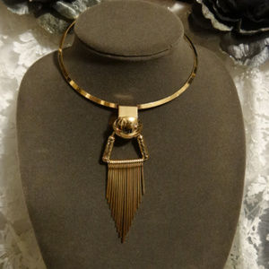 Modern Art Sleek Goldtone Collar Necklace NEW